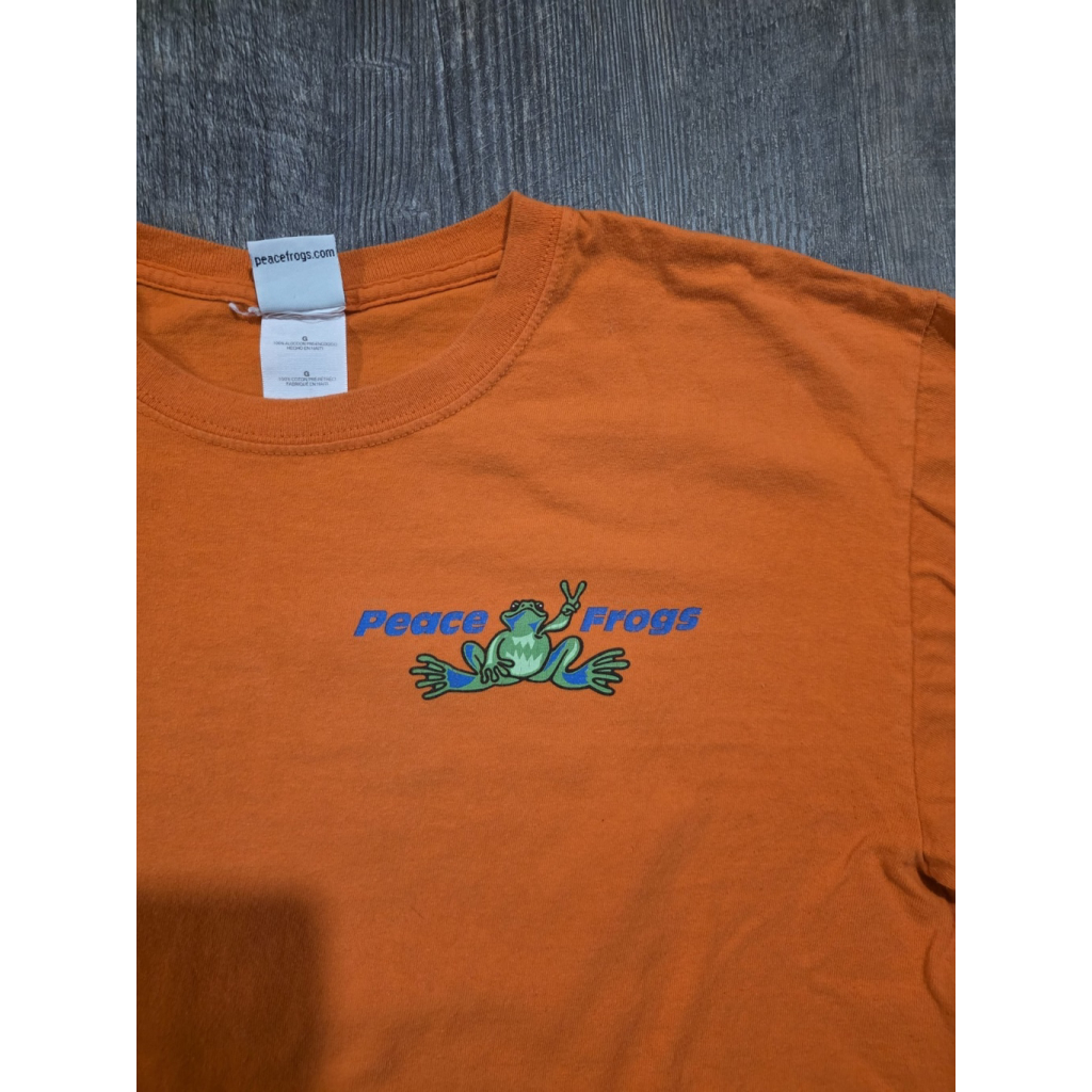 Vintage Double Sided Peace Frog Orange Size Large Shirt